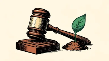 A wooden gavel on a base beside a green leaf sprouting from soil, representing Nasdaq resuming trading in CN Healthy Food Tech Group Corp.