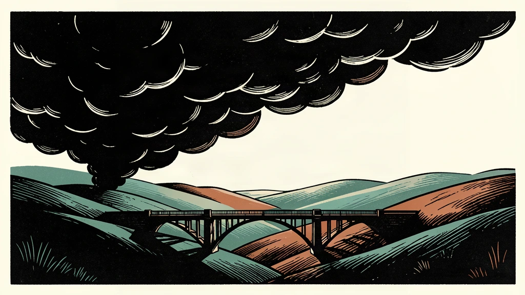 A dark cloud lifts from a landscape to reveal a clear horizon, symbolizing improving economic conditions.
