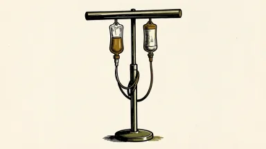 Option Care Health (OPCH) trading halted: a medical IV pole is physically obstructed by a heavy horizontal metal bar.