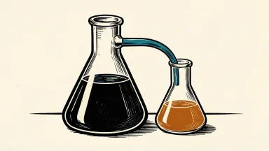 Merck's Phase 3 data presentation is symbolized by a laboratory flask with liquid, representing oncology trial results.