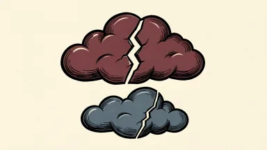 Neocloud stocks fall as two carved clouds show a crack and collapse.
