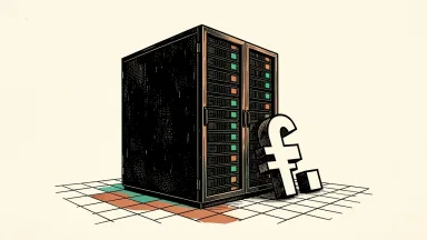 Digital Realty closes Swiss bond offering: a large data center server rack with green lights stands beside a Swiss franc symbol.