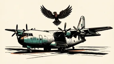 Lockheed Martin delivers a C-130J-30 to the U.S. Navy: a four-engine military transport aircraft on a tarmac under a stylized phoenix silhouette.
