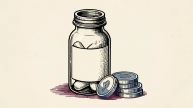 Curis's private placement is shown as a pill bottle with coins beside it, one coin rolling away.