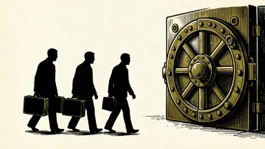 LPL Financial expanding its assets: three briefcases being carried into a large, open vault.