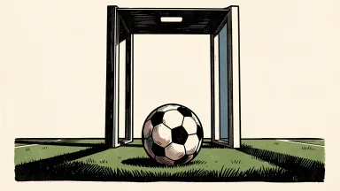 Evolv Technologies partnership with St. Louis CITY SC: a soccer ball on a grass field positioned between the vertical pillars of a security screening portal.