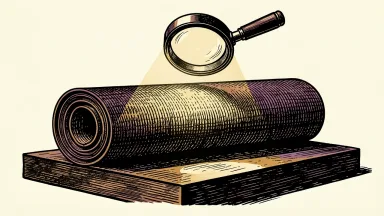 Mohawk Industries ratings maintained after review: a heavy roll of flooring material remains unchanged under the lens of a large industrial magnifying glass.