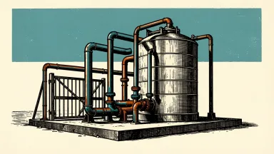 Hess Midstream acquiring Chevron assets: a large oil storage tank and pipeline network standing independently on a solid foundation.