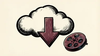 CoreWeave drops 12% on rate fears; a cloud with a downward arrow and a tilted film reel with a gap represent the declines.