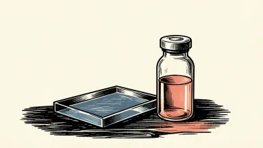 Caribou Biosciences halts CAR-T cell therapy programs: a clean, empty microscope slide sits next to a sealed glass vial on a dark surface.