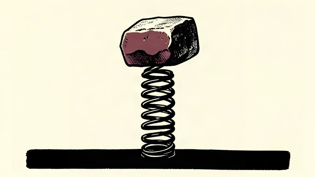 A conceptual linocut of a heavy stone being pushed upward by a tensioned spring, representing rising inflationary forecasts.