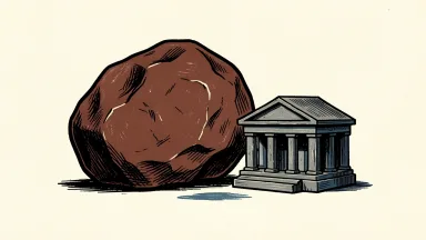 Brown & Brown is represented by a brown boulder being nudged by a small gray bank building block.