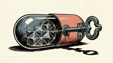 Merck licensing a KRAS inhibitor: a large pharmaceutical capsule with a key turning in a lock on its side.