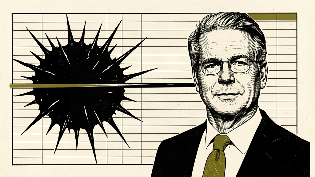 An editorial illustration showing Scott Bessent next to a dark, thorny mass being partitioned away from a clean financial grid. Identity photo references adapted into illustration: United States Department of the Treasury (Public domain; https://commons.wikimedia.org/wiki/File:Official_portrait_of_Treasury_Secretary_Scott_Bessent.jpg); source https://commons.wikimedia.org/wiki/File:Official_portrait_of_Treasury_Secretary_Scott_Bessent.jpg