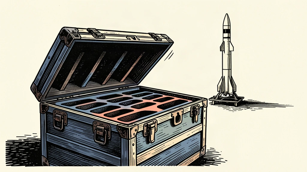 An illustration of an open military crate with empty slots for missiles, while one lone interceptor remains in the background.