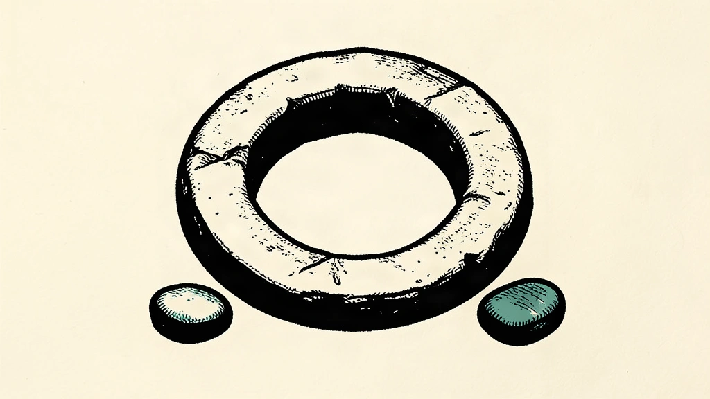 A conceptual linocut of two smooth stones lying outside a large stone boundary ring.