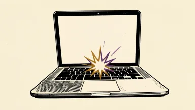 Nvidia RTX Spark laptops: a stylized open laptop with a sharp energy spark rising from the keyboard.