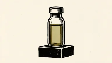 Pfizer price target raised by JP Morgan: a pharmaceutical vial on a platform being lifted higher by a rising structural line.