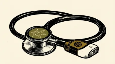 Pomdoctor's strategy shift is shown as a stethoscope merging with a digital network and a wearable device.