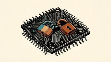 Marvell and partners standardizing secure hardware: a silicon microchip with two interlocking padlocks integrated into its circuitry.