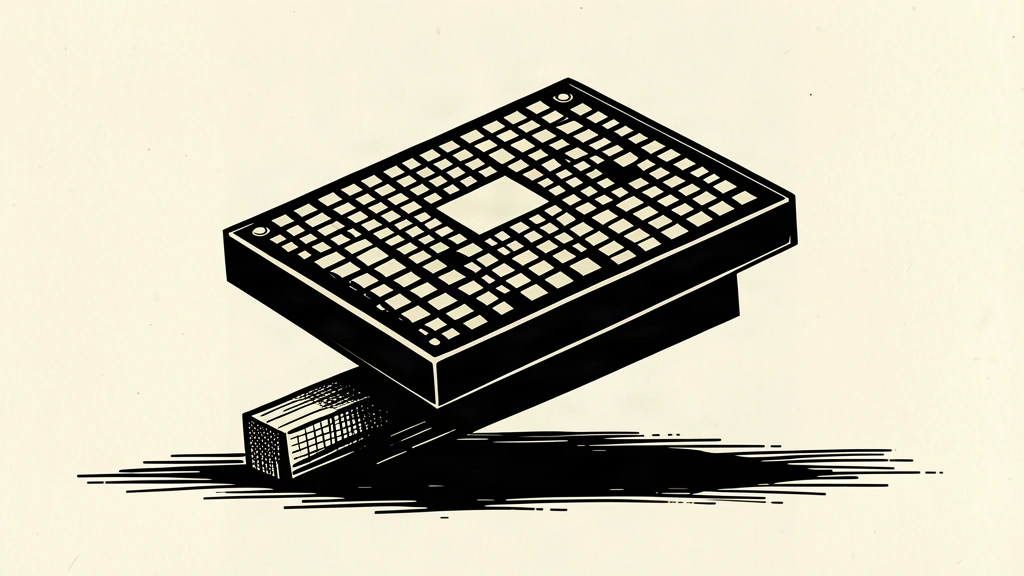 An editorial illustration showing a large computer chip being physically elevated by a solid beam, representing a price target increase.