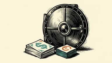 Live Nation refinancing debt: a vault door slightly open with bundles of dollar and euro notes inside.