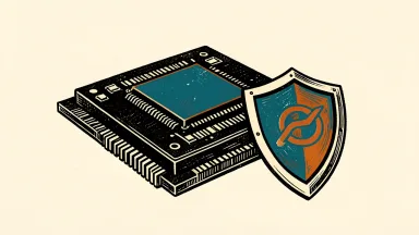 IonQ's quantum chip is paired with a shield representing the Elisity cybersecurity acquisition.