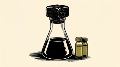 Moderna and Novavax stocks reverse gains as plague fears subside: a heavy stone weight seals a laboratory flask beside two medical vials.