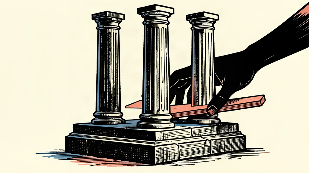 A conceptual illustration showing a hand sliding a base plate under three stone pillars to raise their height.