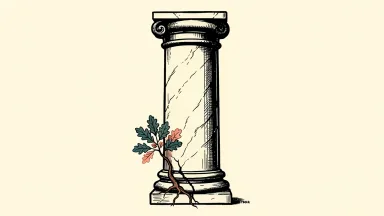 Goldman Sachs CEO says US economy solid: a marble column with a sapling at its base.