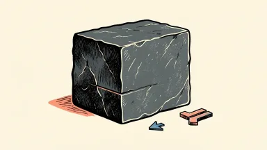 Rio Tinto represented by a stone block with a downward arrow and a lowered level mark.