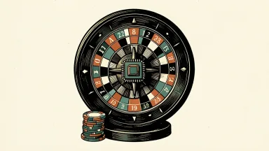 Chipmaker shares decline after Broadcom CEO calls market a casino; a roulette wheel with a microchip center and poker chips.
