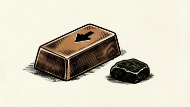 Ero Copper downgrade shown as a copper ingot with a downward arrow and a lowered stone beside it.