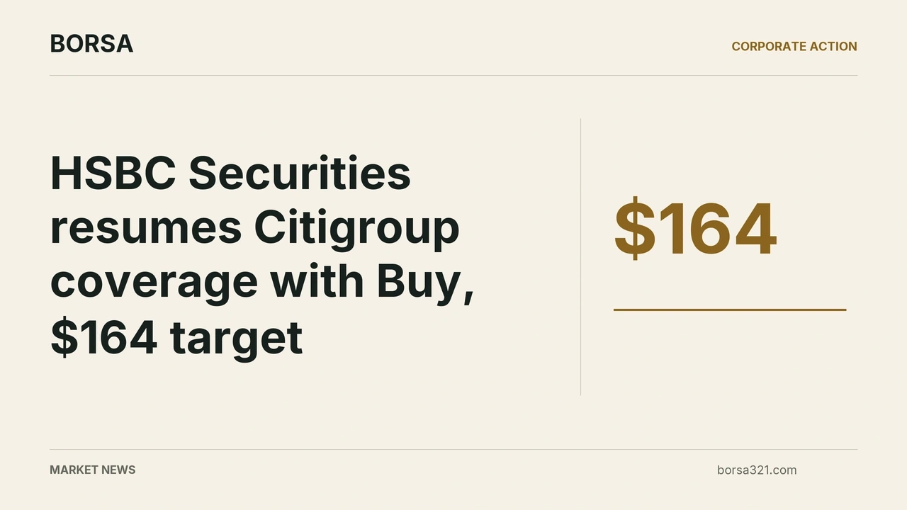 BORSA news cover: HSBC Securities resumes Citigroup coverage with Buy, $164 target