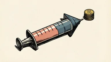 Beta Bionics coverage initiated with Buy rating and price target, shown as a syringe arrow and gold coins.
