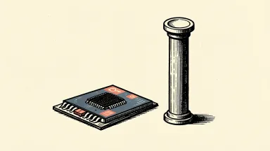 IonQ quantum chip beside a steady price marker column.