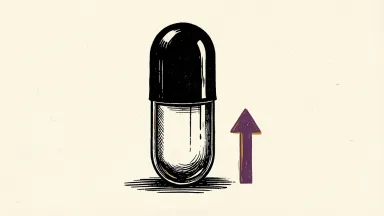 Biogen upgrade depicted by a capsule and an upward arrow.