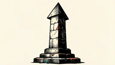 Cboe Global Markets upgraded by Morgan Stanley: a solid stone pillar with a large upward-pointing arrow at its base.