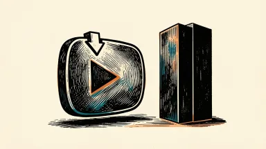 Netflix hires a former Disney executive; a streaming play button with a downward arrow and a corporate block.