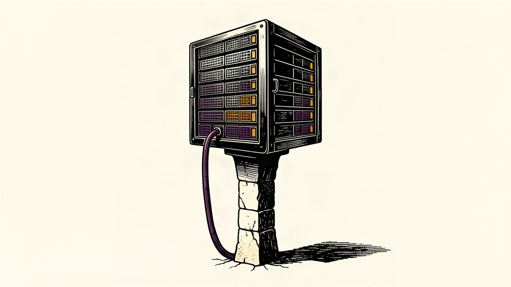 A heavy server rack sits atop a thinning stone pedestal, illustrating the tension between high capital expenditure and weakening support.