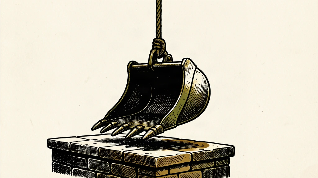 An editorial illustration showing a heavy mining bucket being lifted on a stone platform to a higher level, representing a price target increase.