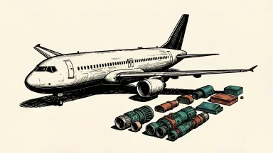 FTAI Aviation's acquisition of WestJet aircraft for leasing and parts: a commercial jet transitioning from an intact fuselage into a row of organized engine modules.
