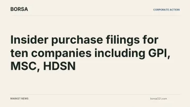 BORSA news cover: Insider purchase filings for ten companies including GPI, MSC, HDSN