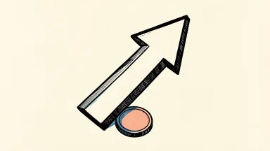 Moody's upgrades Ghana's rating, shown as a plain upward arrow over a simple coin.