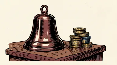Bank of New York Mellon Q3 investment services fees depicted as a bell and stack of gold coins.