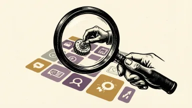 UiPath recognized for software quality assurance: a robotic hand adjusts a dial under a magnifying glass held by a human hand over a grid of application tiles.