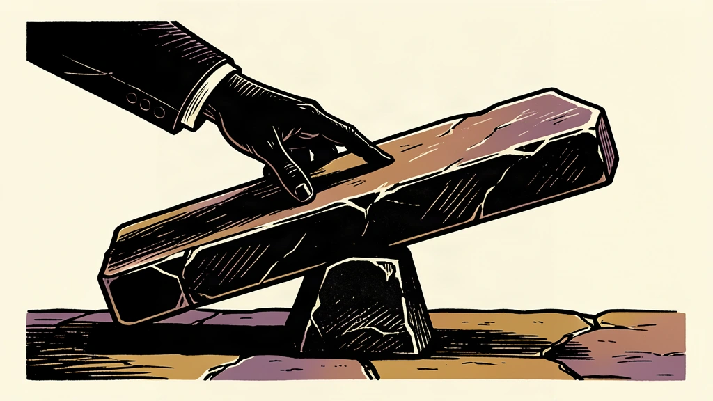 An editorial illustration showing a hand pressing a stone lever that fails to move a massive block, representing the limited impact of policy easing.