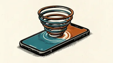 A conceptual illustration of a smartphone tile with expanding concentric rings rising from its center to represent a voice assistant upgrade.