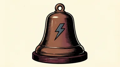 ATA Creativity Global ADR trading paused; a bell with a lightning bolt on a wooden base.