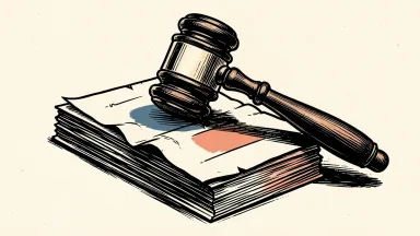 Lincoln Educational Services facing a securities fraud lawsuit: a heavy gavel rests on a stack of diplomas, pressing into the paper.